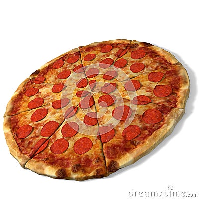 Pepperoni Pizza. Cartoon Illustration