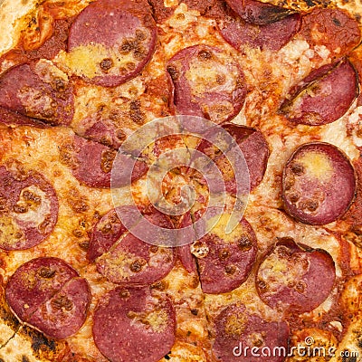 Pepperoni pizza closeup. Stock Photo