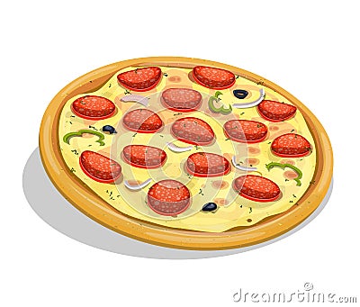 Pepperoni Pizza Vector Illustration