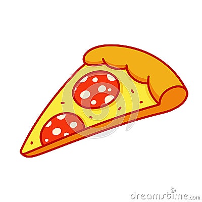 Pepperoni pizza slice Vector Illustration