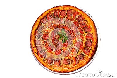 pepperoni pizza on a white background Stock Photo