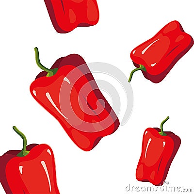 peppers fresh vegetable white background Cartoon Illustration