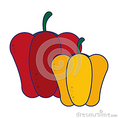 Peppers fresh vegetables blue lines Vector Illustration