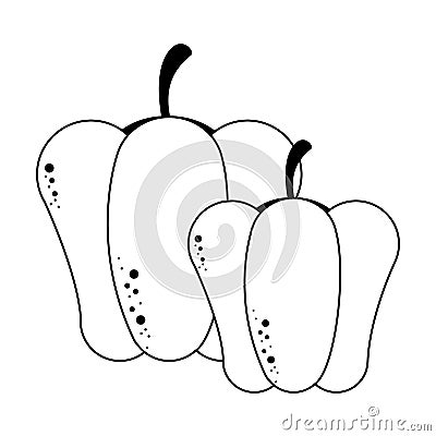 Peppers fresh vegetables black and white Vector Illustration