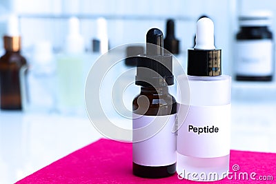 peptide in a bottle, chemical ingredient in beauty product Stock Photo