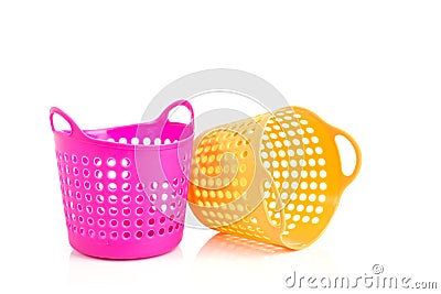 Pequeña Cesta Plástica Aislada En Blanco Foto de archivo - Imagen: 72979998