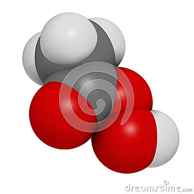 Peracetic acid (peroxyacetic acid, paa) disinfectant molecule. Organic peroxide commonly used as antimicrobial agent Stock Photo