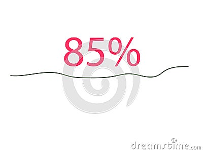 85 percent accomplished vector art illustration sign symbol in blue circular Vector Illustration