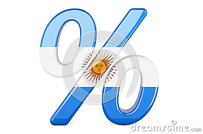 Percent with Argentinean flag, 3D rendering Stock Photo