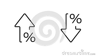 Percent arrow isolated icon in line style. Vector business concept Vector Illustration