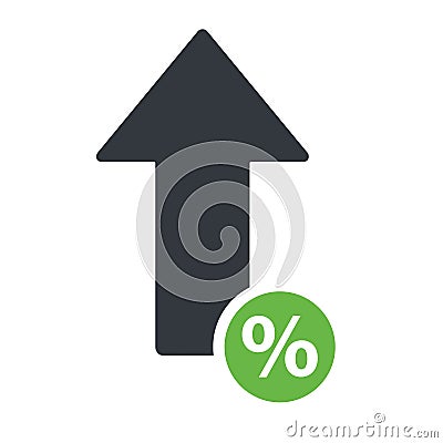 Percent arrow up line icon. Increase banking, finance, profit concept Vector Illustration