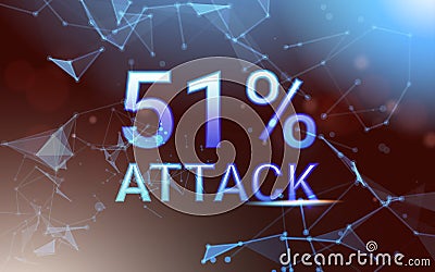 51 percent attack on blockchain stealing cryptocurrency blockchain network hacking concept horizontal Vector Illustration