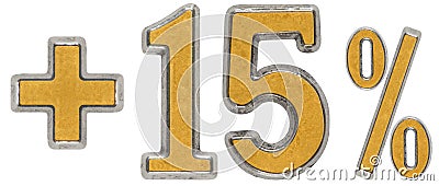 Percent benefits, plus 15 fifteen percent, numerals isolated on Stock Photo