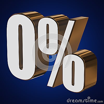 0 percent on blue background Cartoon Illustration