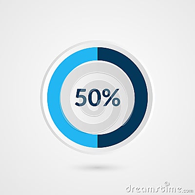 50 percent blue grey and white pie chart. Percentage vector infographics. Circle diagram business illustration Vector Illustration