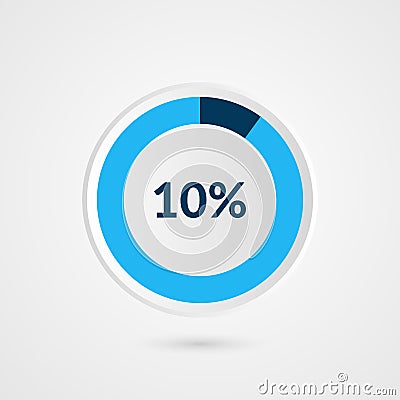 10 percent blue grey and white pie chart. Percentage vector infographics. Circle diagram business illustration Vector Illustration