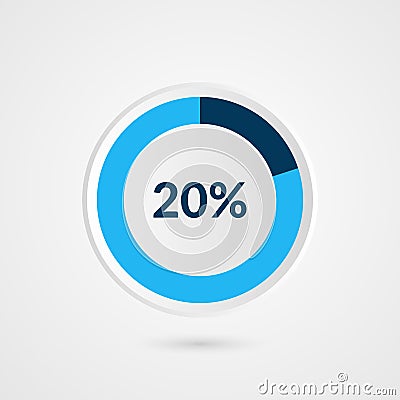 20 percent blue grey and white pie chart. Percentage vector infographics. Circle diagram business illustration Vector Illustration