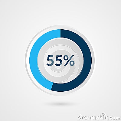 55 percent blue pie chart. Percentage vector infographics. Circle diagram business illustration Vector Illustration