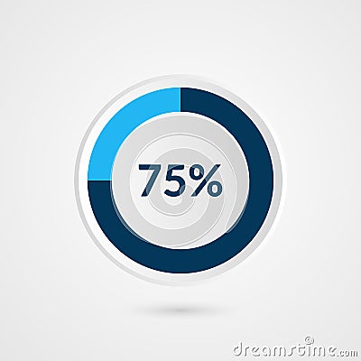 75 percent blue pie chart. Percentage vector infographics. Circle diagram business illustration Vector Illustration
