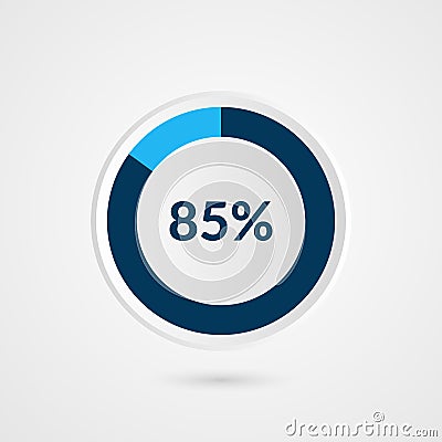 85 percent blue pie chart. Percentage vector infographics. Circle diagram business illustration Vector Illustration