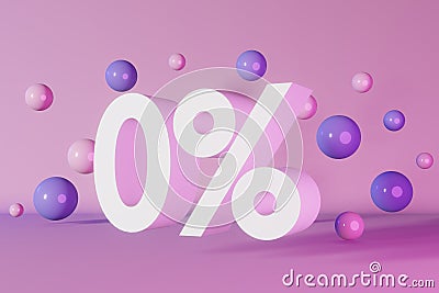 0 percent credit card mortgage banner 3d rendering background neon light levitating sphere Crediting financial market Stock Photo