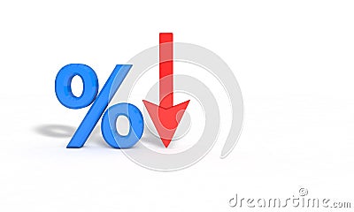 Percent decrease symbol, 3d render Stock Photo
