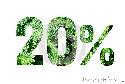 20 percent discount on promotion on white banner. Summer or spring sales Stock Photo