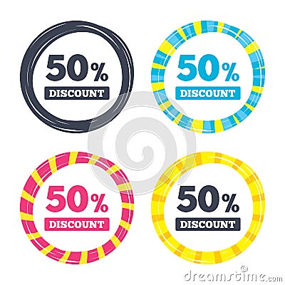 50 percent discount sign icon. Sale symbol. Vector Illustration