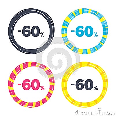 60 percent discount sign icon. Sale symbol. Vector Illustration