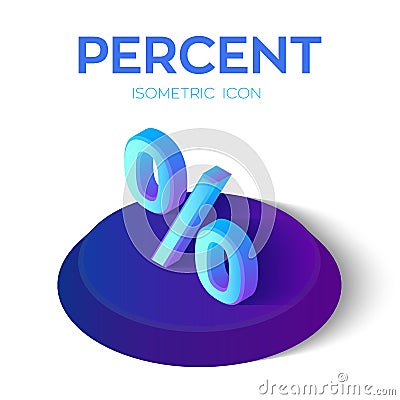 Percent Icon. 3D Isometric Percent sign. Created For Mobile, Web, Decor, Print Products, Application. Perfect for web design, bann Stock Photo
