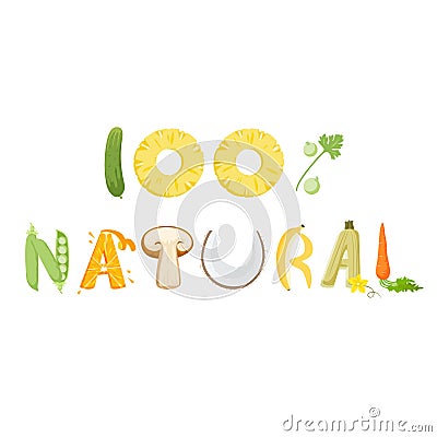 100 percent natural Vector Illustration