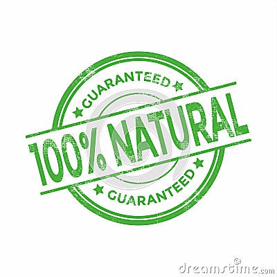 100 Percent Natural Organic Guaranteed Grunge Stamps. Vector Illustration