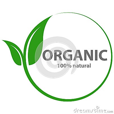 100 percent natural organic on white Stock Photo