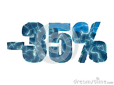 35 percent off - broken blue text symbol Stock Photo