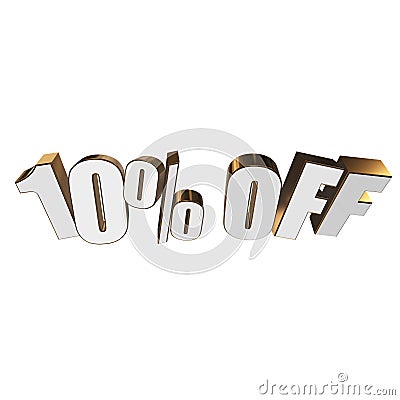 10 percent off 3d letters on white background Stock Photo