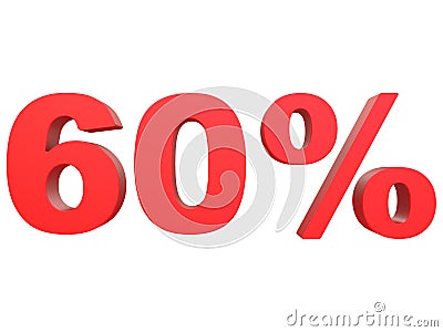 Percent off Discount %. 3d red text isolated on a white background 3d rendering Stock Photo