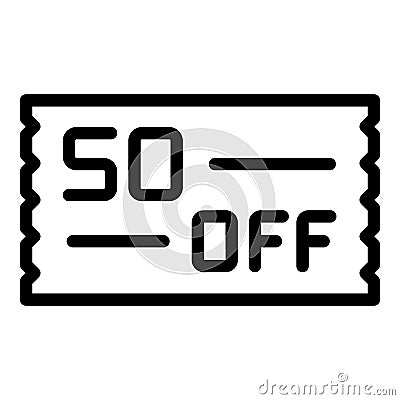 50 percent off icon outline vector. Digital price Vector Illustration