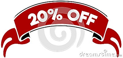 20 PERCENT OFF on red band. Stock Photo