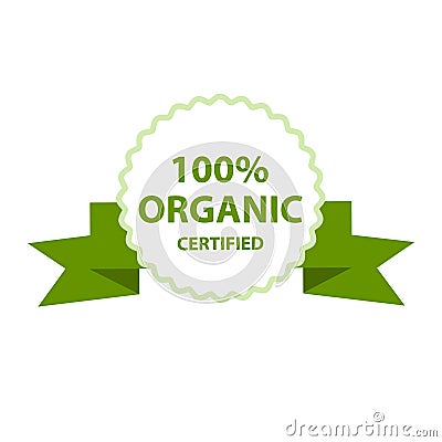 100 percent organic certified stamp, label or guarantee logo Vector Illustration