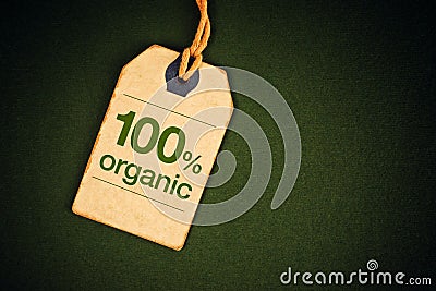 100 Percent Organic Food on Price Label Tag Stock Photo