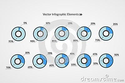 Percent pie chart symbols. Percentage vector infographics Vector Illustration
