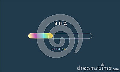 40 percent rainbow loading bar, luplouad user interface, colorful Futuristic loading symbol, a loading tap menu UI, use for Stock Photo