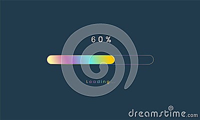 60 percent rainbow loading bar, luplouad user interface, colorful Futuristic loading symbol, a loading tap menu UI, use for Stock Photo