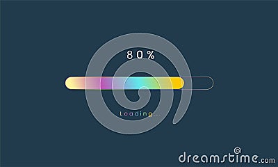 80 percent rainbow loading bar, luplouad user interface, colorful Futuristic loading symbol, a loading tap menu UI, use for Stock Photo