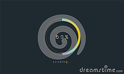 50 percent rainbow loading bar, uploading bar for user interface, colorful Futuristic loading bar Cartoon Illustration