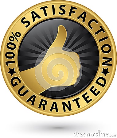 100 percent satisfaction guaranteed golden sign with ribbon, vector illustration Vector Illustration