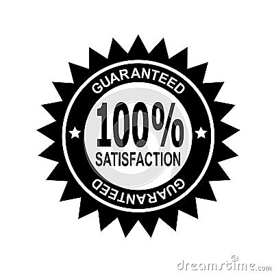 100% Percent Satisfaction Guaranteed Stamp Mark Seal Sign Black and White Vector Illustration