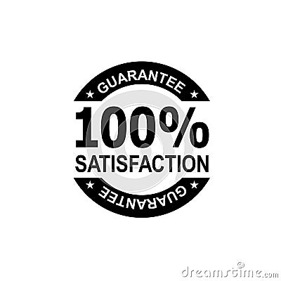 100% Percent Satisfaction Guaranteed Stamp Mark Seal Sign Black and White Vector Illustration