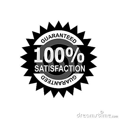 100% Percent Satisfaction Guaranteed Stamp Mark Seal Sign Black and White Vector Illustration