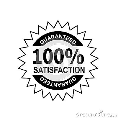 100% Percent Satisfaction Guaranteed Stamp Mark Seal Sign Black and White Vector Illustration